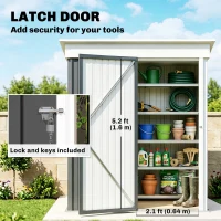 Outsunny Gartenschuppen, Outdoor-Geräteschuppen aus Wellstahl, Wanddesign, verstellbare Regalböden, verschließbare Tür Dunkelgrau(m-7)