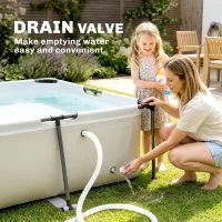 Outsunny Piscină Tubulară Dreptunghiulară cu Pompă de Filtrare 3701L din PVC cu 3 Straturi 316x238x66,5cm Gri(m-5)