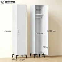 HOMCOM Armadio stretto con porta, asta e ripiani di stoccaggio per camera, 36x40x180 cm, bianco(m-3)