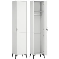 HOMCOM Armario dormitorio estrecho con puerta, barra y estantes de almacenamiento, 36 x 40 x 180 cm, blanco(m-6)