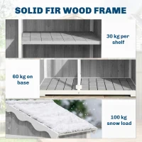 Outsunny Holz-Gartenschuppen 105x55x179 cm Werkzeugschrank mit 4 Regalböden Dach aus verzinktem Metall Grau(m-4)