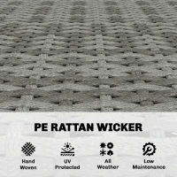 Outsunny 2 Seater Rattan Garden Sofa, Outdoor Sofa with Thickened Cushions and Acacia Wood Armrests, Dark Grey(m-6)