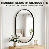 HOMCOM Wall Mirror, Bathroom Mirror with Elevated Aluminium Alloy Frame, 60 x 90 cm, Black(m-6)