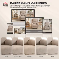 HOMCOM Manueller Relaxsessel, Moderner Sessel im Leinenstoff-Look mit dicker Polsterung, Gepolsterte Armlehnen und Fußstütze, Beige(m-7)