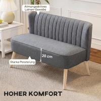 HOMCOM Sofa 2 Sitzer, Polstersofa Leinenoptik, Holzrahmen, Für Wohnzimmer Schlafzimmer, 117 cm, Grau(m-4)