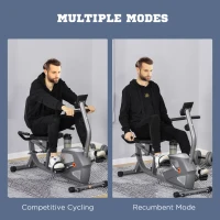 Soozier/HOMCOM Exercise Training Bike 8 Adjustable Resistance Cycling Bike Workout Stationary, Pad Holder Bottle Holder w/ LCD Monitor, Grey(m-21)