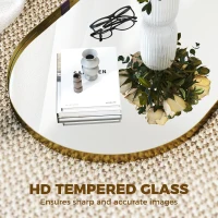 HOMCOM Wall Mirror, Bathroom Mirror with Elevated Aluminium Alloy Frame, 60 x 90 cm, Gold Tone(m-5)