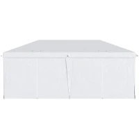 Outsunny Vouwtent van 6 x 3 m, verwijderbare zijwanden, grote ramen, deuren met ritssluiting, stalen frame, wit(m-10)