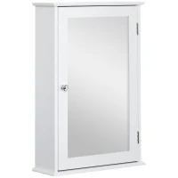 kleankin Specchio Bagno Contenitore con Anta Magnetica, Mobile Bagno con Specchio, Ripiano Regolabile, Bianco(m-11)