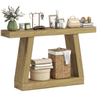 HOMCOM Tavolo Consolle 140 cm, Retro Divano con Contenitore, Rovere.(m-11)