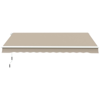 Outsunny Buiten handbediende knikarmluifel 4m met handslinger aluminium wit + beige