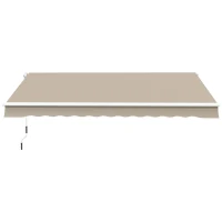 Outsunny Buiten handbediende knikarmluifel 4m met handslinger aluminium wit + beige(m-1)