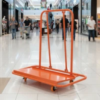 Plattenwagen für Gipskartonplatten, Stahlgestell, Lenkrollen mit Bremsen, 116x57x114 cm, Orange(m-2)