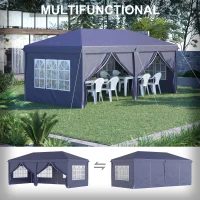 Outsunny Foisor de gradina pliabil pentru exterior cu 6 panouri laterale, 585x295cm albastru(m-4)