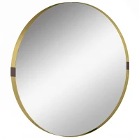 HOMCOM Round Wall Mirror 61 cm, Wall Mounted Bathroom Mirror with Tempered Safety Glass and Aluminium Alloy Frame, Gold Tone(m-1)