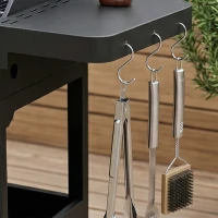 Outsunny Barbecue a Gás Portátil com 3 Queimadores 7,5 kW Termómetro Mesas Laterais Dobráveis Armário Grelha Aquecedora Chapa 125x57x110 cm Preto(m-11)