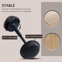 HOMCOM Tabouret dynamique, tabouret assis-debout ergonomique, hauteur réglable, rotatif à 360°, 34 x 34 x 68,5-83,5 cm, marron(m-7)