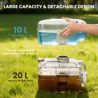 HOMCOM Przenośna toaleta kempingowa, maks. obciążenie 147 kg, 20L, do kempingu, wędrówek, podróży, wędkowania, 41,5 x 36,5 x 42 cm, szara(m-4)