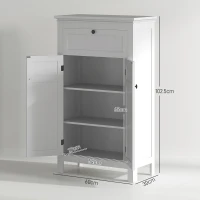 HOMCOM Mobile Bagno con 2 Ante e Cassetto, Mobiletto Bagno Salvaspazio con Ripiani Regolabili, 60x30x102.5 cm, Bianco(m-3)