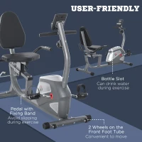 Soozier/HOMCOM Exercise Training Bike 8 Adjustable Resistance Cycling Bike Workout Stationary, Pad Holder Bottle Holder w/ LCD Monitor, Grey(m-20)