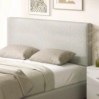 HOMCOM Tête de lit murale en lin, 140 x 60 cm, tête de lit suspendue rembourrée pour chambre à coucher, crème(m-10)