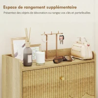 HOMCOM Meuble à chaussures 12 paires, armoire à chaussures étroite, 2 tiroirs rabattables étagères réglables, 60x24x92cm, chêne(m-7)