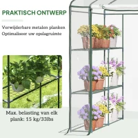 Outsunny® kas kweekkas met planken staal foliekas tomantenhuis planken, PVC + staal, 143x143x195cm(m-4)