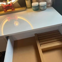 HOMCOM Dressing Table with LED Mirror and Cushioned Stool, Vanity Desk with Acrylic Lipstick Holder and 2 Drawers, Makeup Table for Bedroom, White(m-13)