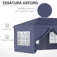 Outsunny Foisor de gradina pliabil pentru exterior cu 6 panouri laterale, 585x295cm albastru(m-6)