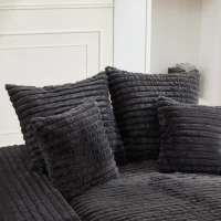 Luxus Cord Sofa mit 4 Kissen, multifunktionales Schlafsofa, keine Montage, 175 x 137 x 63 cm, Grau(m-8)