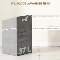 HOMCOM Meuble de rangement en bambou meuble de salle de bain étagère panier à linge basculant 40x30x95cm effet bois naturel(m-5)