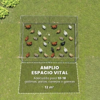 PawHut Gallinero para Exterior Grande 4x3x1,97 m 12 m² Gallinero de Acero Galvanizado con Puerta con Doble Cierre Plata(m-4)