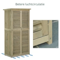 Outsunny Gereedschapsschuur 4 vakken Gereedschapsschuur Gereedschapskast schuur naturel / grijs(m-5)
