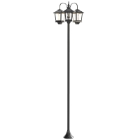 Outsunny Farola Solar Exterior de Jardín de Aluminio con 3 Cabezales con Encendido/Apagado Automático IP44 40x34,5x188 cm Negro