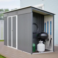 Metall-Gerätehaus mit Doppeltür, 311x123x181 cm, Grau(m-6)