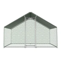 Freilaufgehege Hühnerstall mit Sicherheitsschloss und Wasserdichtes PE-Tuch, für Hühner, Kaninchen und weitere Kleintiere, 303x200x200 cm, Silber(m-1)