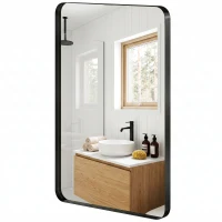 HOMCOM Rectangular Wall Mirror, 90 x 60 cm Wall Mounted Bathroom Mirror with Aluminium Alloy Frame and Tempered Glass, Black(m-7)