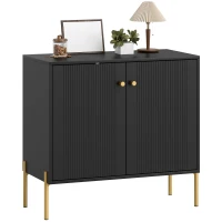 HOMCOM Sideboard Buffet Cabinet, Coffee Bar Cabinet with Fluted Doors and Adjustable Shelf, Black(m-10)