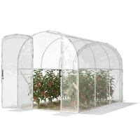 Outsunny Polytunnel Greenhouse Walk-in Grow House with PE Cover, Door and Galvanised Steel Frame, 3 x 2 x 2m, Clear(m-1)