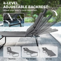 Outsunny Leżanka z otworem na twarz i poduszką, składana, z wodoodpornym pokrowcem, metalowa rama, ciemnoszara(m-5)