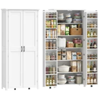 HOMCOM Móvel de Cozinha Moderno: Rodízios, 2 Portas, 14 Compartimentos, Cor Branco.(m-6)