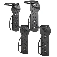 SPORTNOW Soportes de Pared para Bicicletas de 4 Piezas Plegables hasta 30 kg con Tornillos para Casa Garaje y Sótano Negro(m-11)
