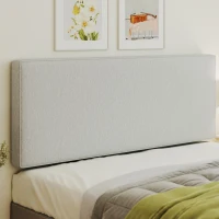 HOMCOM Tête de lit murale en lin, 140 x 60 cm, tête de lit suspendue rembourrée pour chambre à coucher, crème(m-2)