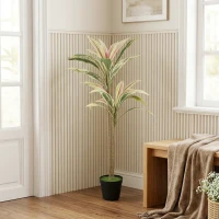 HOMCOM 90 cm Artificial Cordyline Tree in Moss Effect Pot, Realistic PEVA Faux Plant, Yellow(m-2)