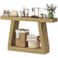 HOMCOM Tavolo Consolle 140 cm, Retro Divano con Contenitore, Rovere.(m-10)