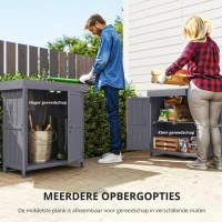 Outsunny Apparatuurkast, dubbele deur, klapdeksel, 2 planken, weerbestendig, natuurlijk hout, grijs, 74 x 43 x 88 cm(m-6)