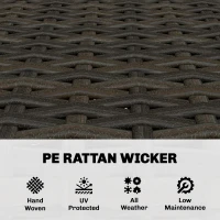 Outsunny 2 Seater Rattan Garden Sofa, Outdoor Sofa with Thickened Cushions and Acacia Wood Armrests, Brown(m-6)