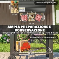 Outsunny Barbecue a Carbone, Griglia Mobile con Ripiani Pieghevoli e Termometro(m-4)