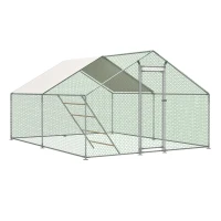 Hühnerstall mit Sitzleiter, 303x400x200 cm, Grau(m-6)