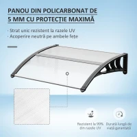 Outsunny Copertina 75×120cm – Policarbonat Anti-UV pentru Usi si Ferestre(m-4)